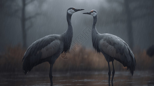 北灰鹟鸟类阴雨中的鸟类动物背景