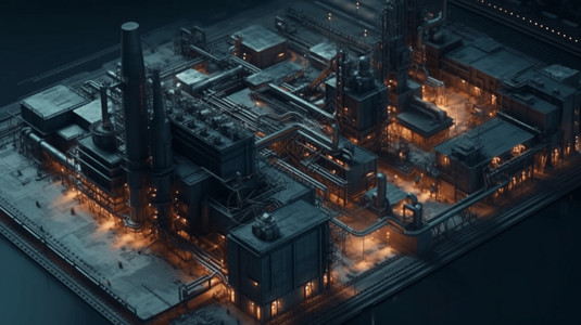 重工业加工厂夜景图片