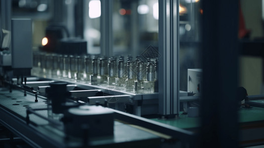 工厂内一条生产线的特写镜头流水线高清图片素材