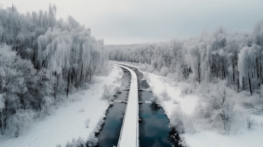 风景镜头素材积雪下的管道系统插画