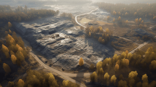 大型采煤现场俯视图图片