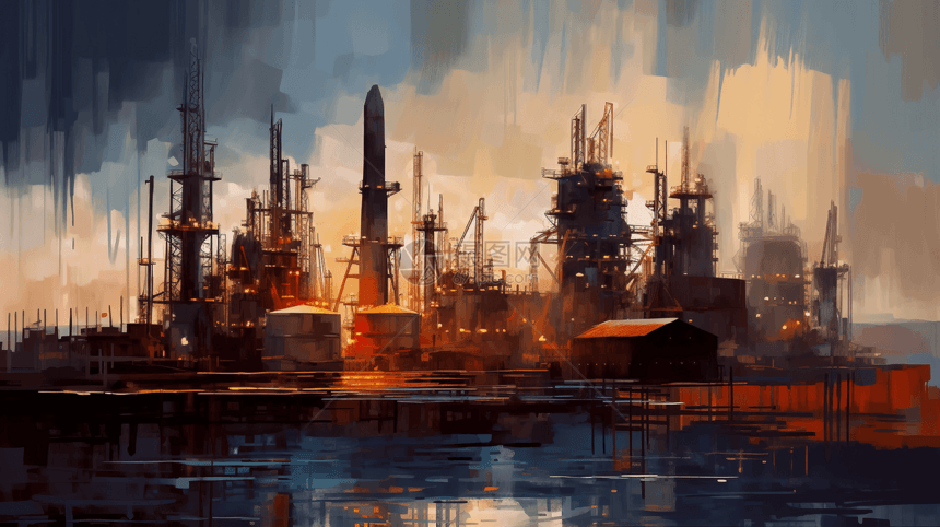 石油工业工厂插画图片