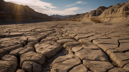 干燥缺水一片荒芜干旱的土地河床背景