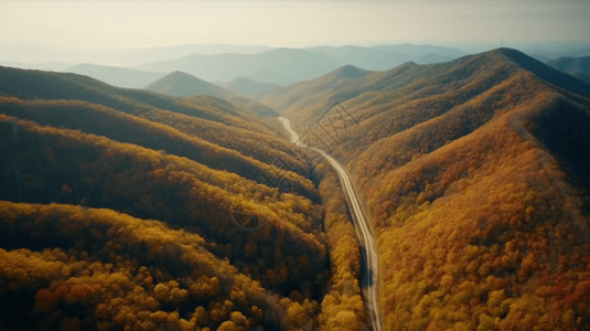 蜿蜒穿过山脉的公路鸟瞰图风光高清图片素材