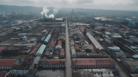 老铁路工业园区鸟瞰图背景