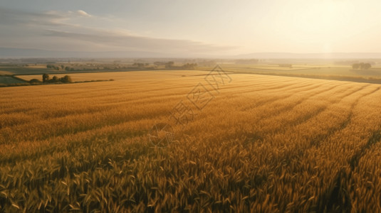金黄的麦田成熟高清图片素材
