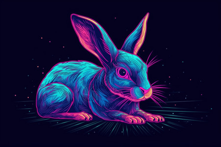 炫彩兔子插画背景图片