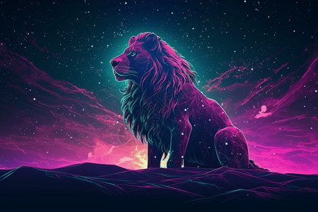 黑暗中发光的狮子背景图片