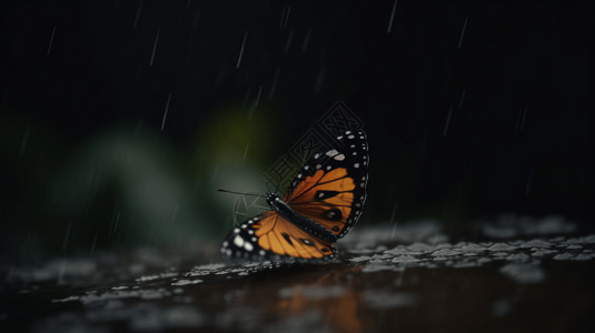 雨中的蝴蝶图片