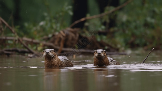 野生动物水獭高清图片