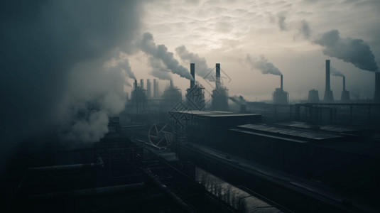 排黑烟的工厂空气高清图片素材