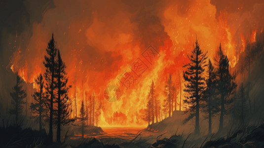 吞噬森林的大火高清图片