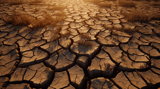 酷热的阳光照射在干涸的土地上背景图片