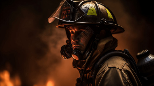 火光中的消防员背景图片
