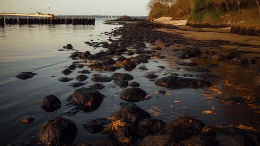 沿海垃圾和垃圾被溢油和焦油球污染的沿海地区背景