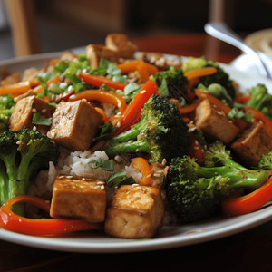 中式美食豆腐炒菜背景图片