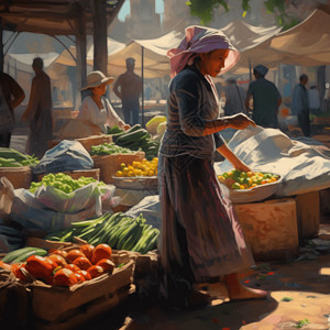 卖蔬菜农民菜市场小贩插画