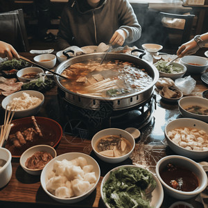 打边炉传统美食火锅背景