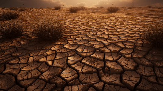 干燥缺水缺水干旱皲裂的土地3d场景背景