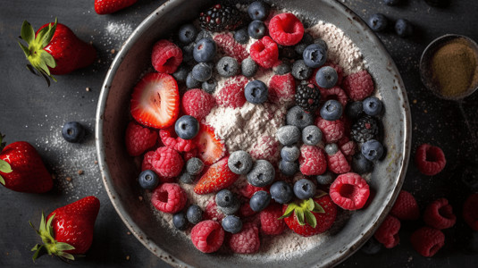 一碗混合莓果树莓水果图片