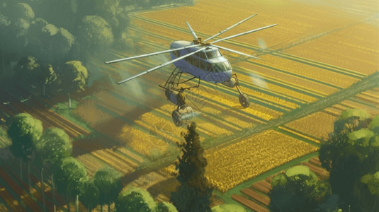 农药生产无人机喷洒农药插画背景