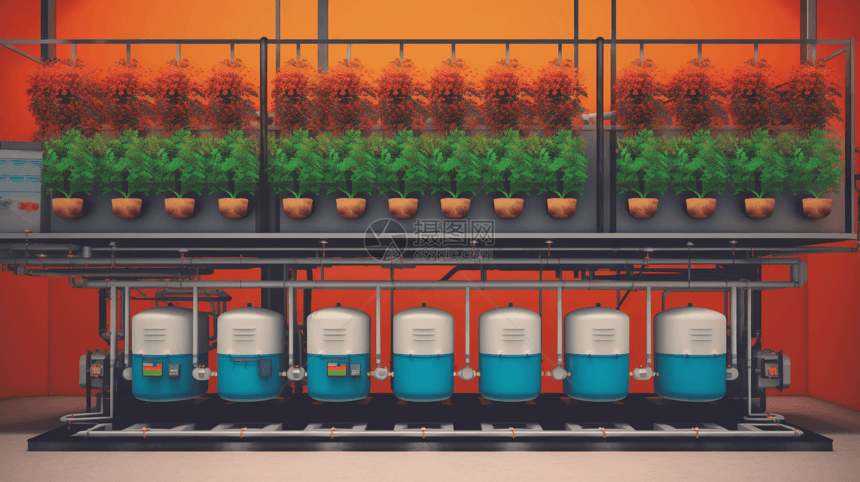 智能植物养分输送系统的绘画图片