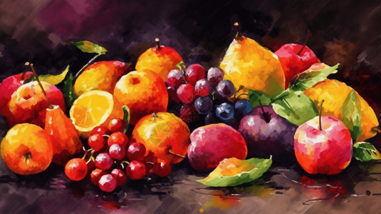 油画展示的水果图片