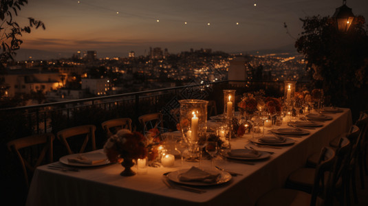 浪漫的户外烛光晚餐图片