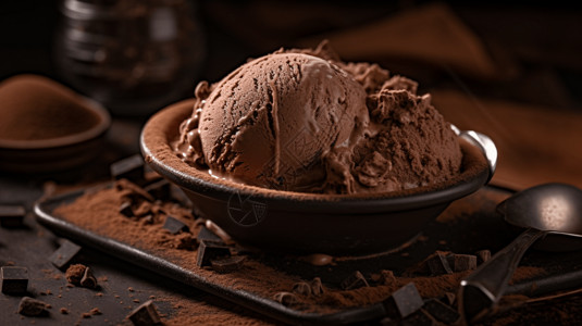 制作好吃的巧克力冰淇凌背景图片