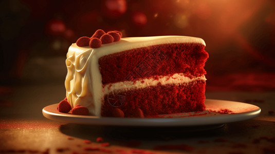 细腻的红色天鹅绒蛋糕高清图片