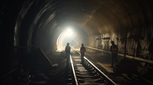 铁道隧道的建设高清图片