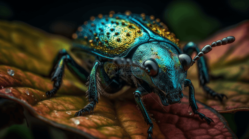 颜色炫酷的甲虫图片