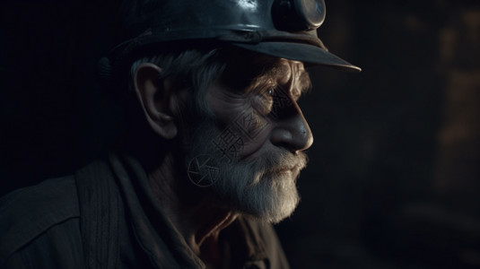 井下的采煤老人图片