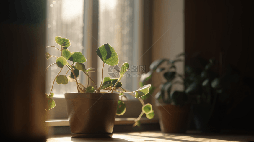 窗台上的植物图片