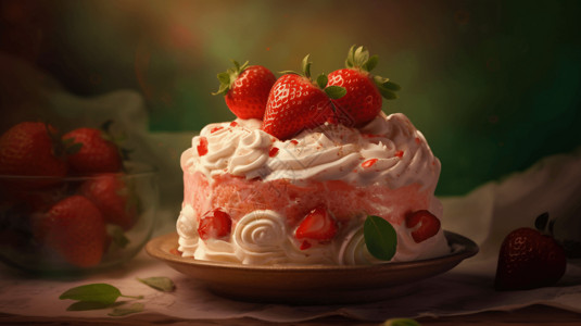 金华酥饼草莓蛋糕插画