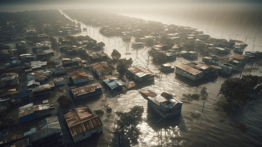 被洪水淹没的小镇图片