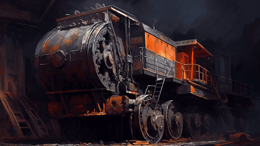 隧道施工采煤中使用的机械插画