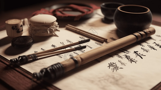 毛笔字体设计中国书法笔墨背景