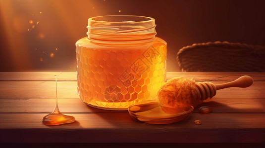 蜂蜜产品一罐蜂蜜3d插画