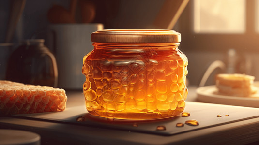 厨房产品蜂蜜3d插画