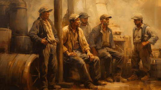 休息中的石油工人背景图片