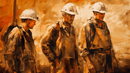 一幅石油工人的画背景图片