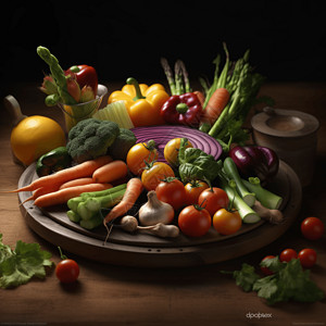果蔬拼盘蔬菜拼盘的特写视图背景