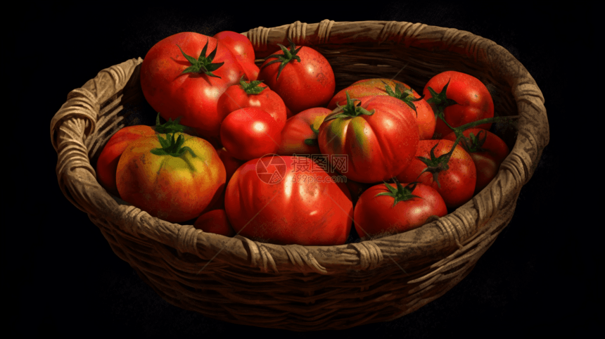 篮子中的西红柿图片