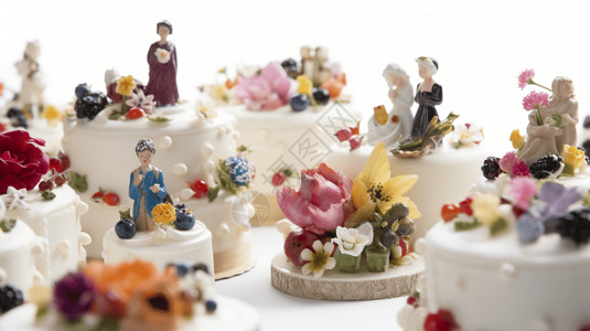 小西点婚礼蛋糕和各类人物蛋糕背景