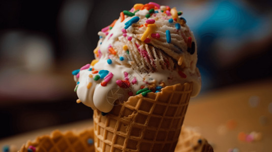 冰淇淋蛋卷糖粒糖针高清图片