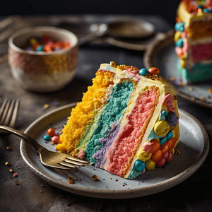 彩色生日蛋糕美味的切片蛋糕背景