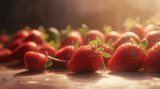 新鲜的草莓采摘虚化高清图片