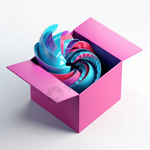 打开礼品盒3D礼品盒模型插画