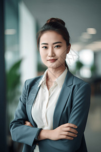 穿西服的女孩一位穿着职业装的亚洲女人半身照背景